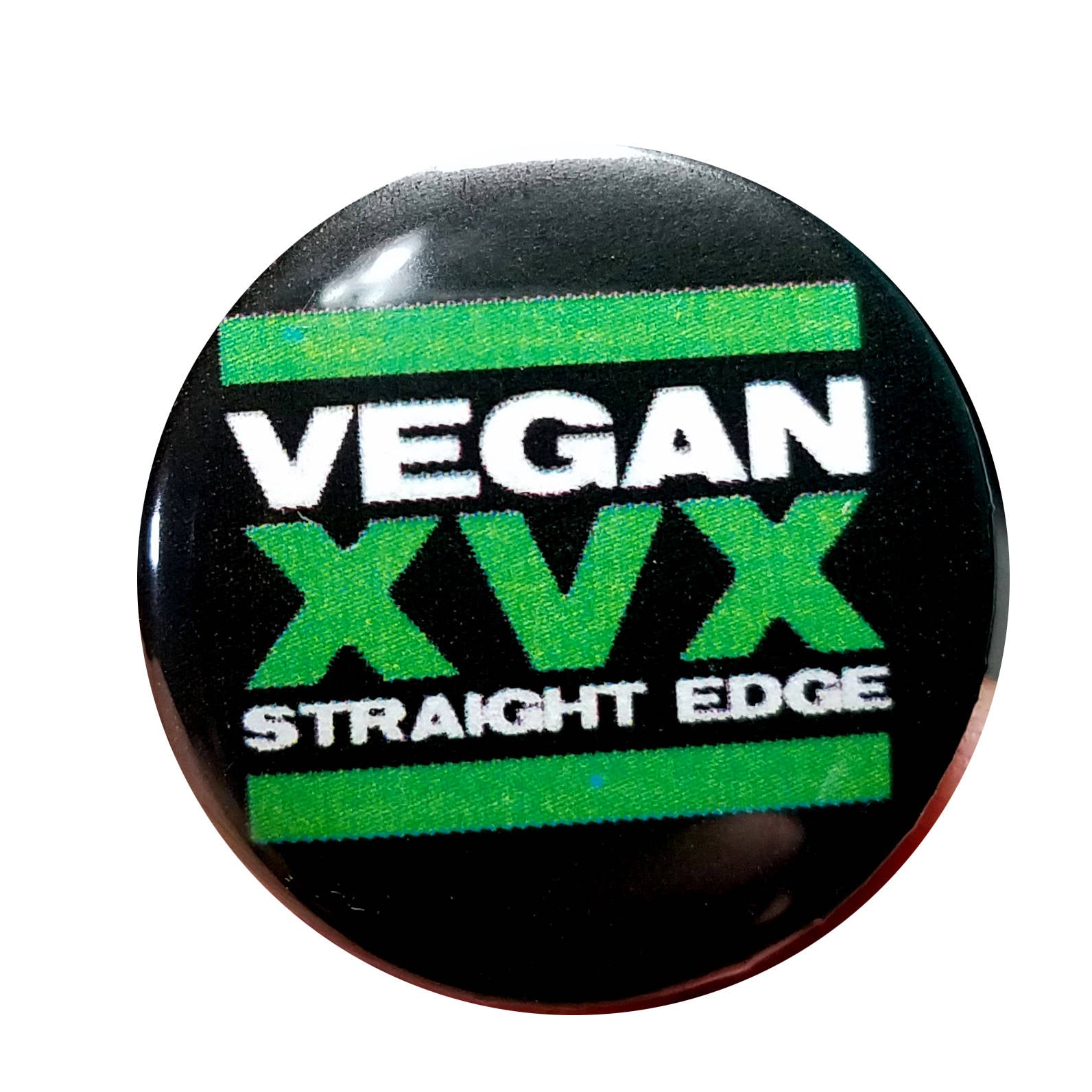 Vegan XVX Straight Edge 1 inch button EvolSoul