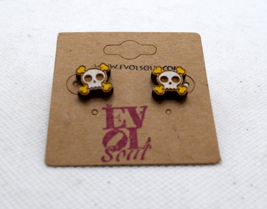 Skull and Cross Bones Stud /  Post Earrings