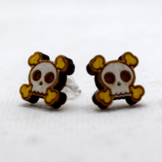 Skull and Cross Bones Stud /  Post Earrings