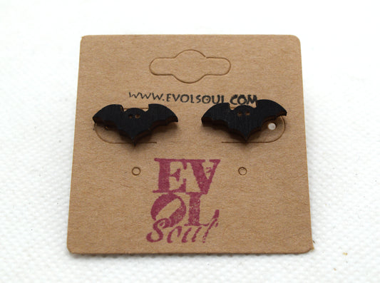 Bat Wooden Stud / Post Earrings