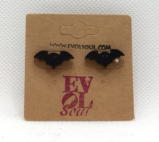 Bat Wooden Stud / Post Earrings