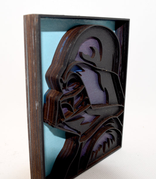 3-D Layered Darth Vader Profile Wooden Art