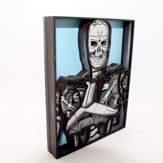 3-D Layered T-800 Terminator Wooden Art