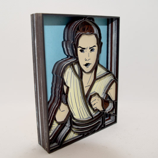 3-D Layered Rey Skywalker Wooden Art