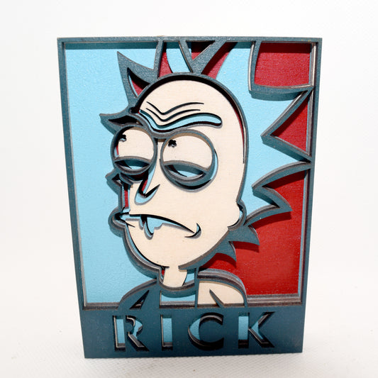3-D Layered Rick (Rick and Morty) Wooden Art