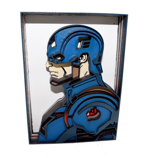 3-D Layered Captain America Wooden Art