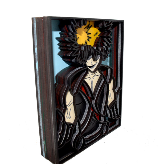 3-D Layered Katsuki Bakugo Wooden Art