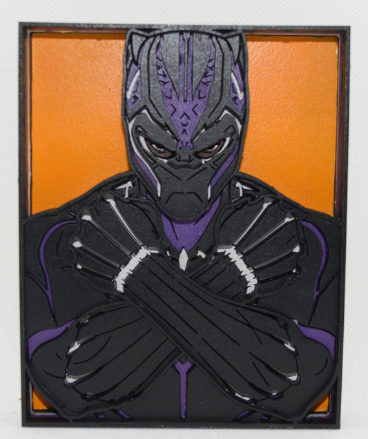 3-D Layered Black Panther v2 Wooden Art