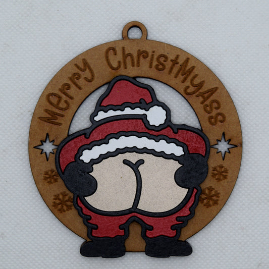 Merry ChristMyAss Santa Ornament