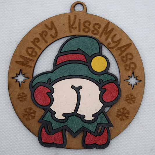 Merry KissMyAss Elf Ornament