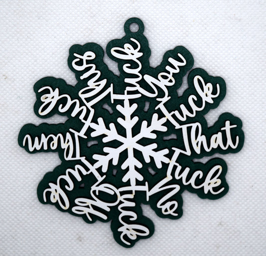 F*ck Everything Green F**k Flake Ornament