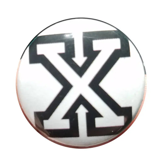 Large X Straight Edge 1 inch button