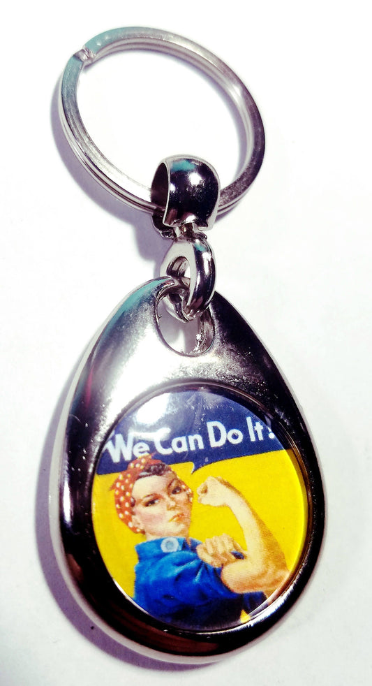 Rosie the Riveter We Can Do It Oval Metal Keychain