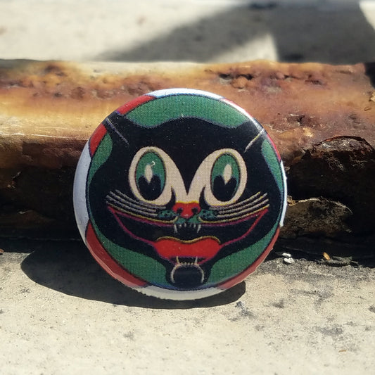 Retro Black Cat Face 1 inch Button