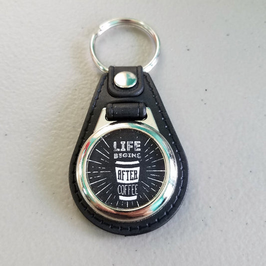 Life Begins After Coffee Keychain