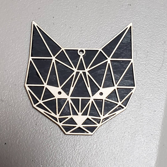 Geometric Cat Wooden Christmas Ornament