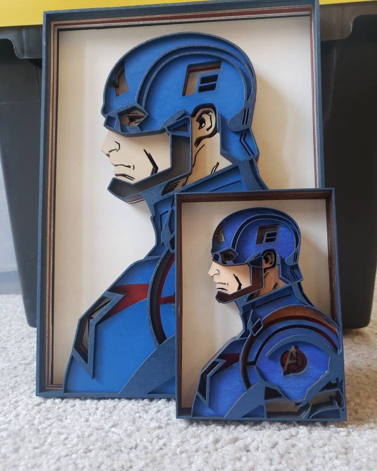 3-D Layered Captain America Wooden Art