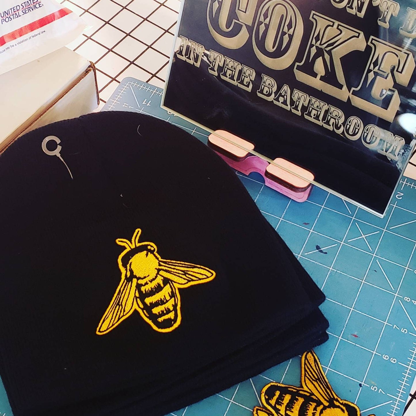 Embroidered Bee Beanie